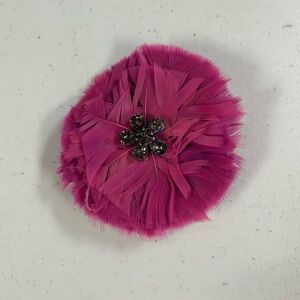 Pink Feather Brooch with Floral Accent magnetic closure